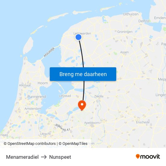 Menameradiel to Nunspeet map