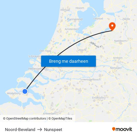 Noord-Beveland to Nunspeet map