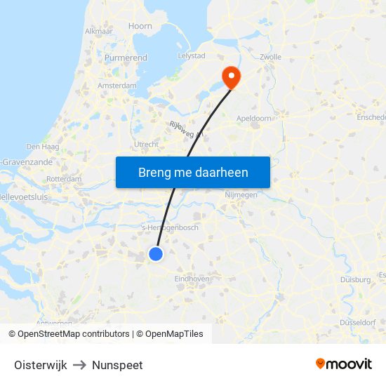 Oisterwijk to Nunspeet map