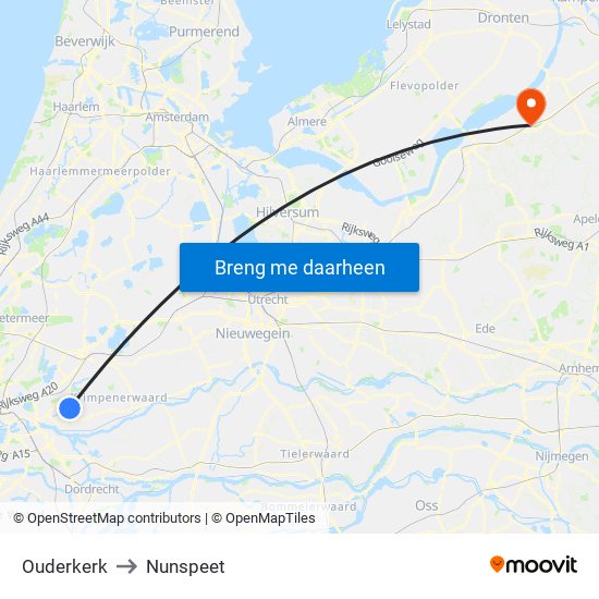 Ouderkerk to Nunspeet map