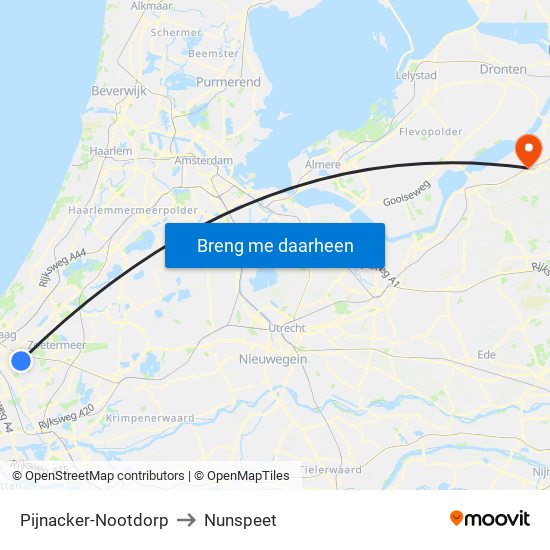 Pijnacker-Nootdorp to Nunspeet map