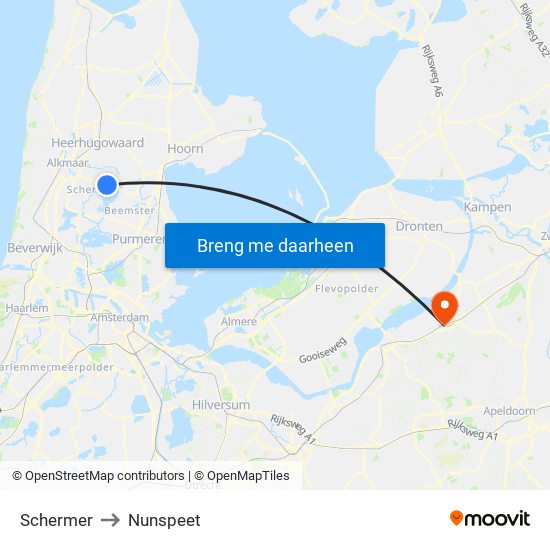 Schermer to Nunspeet map