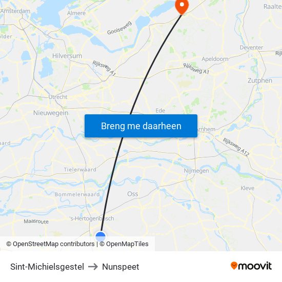 Sint-Michielsgestel to Nunspeet map