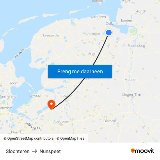 Slochteren to Nunspeet map