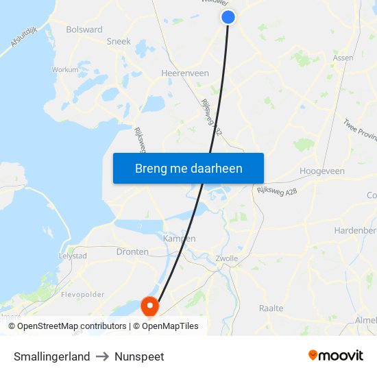 Smallingerland to Nunspeet map