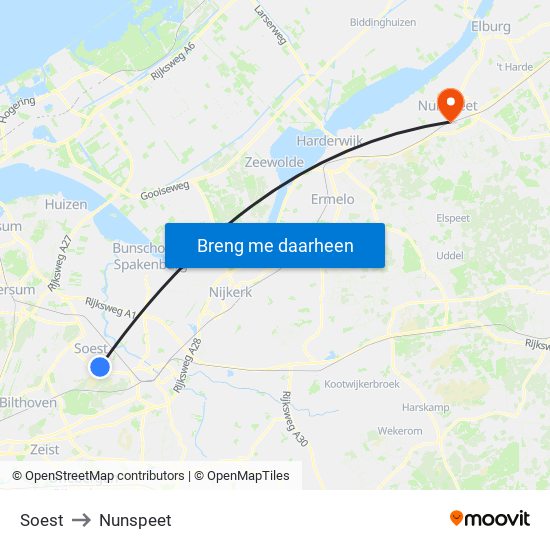 Soest to Nunspeet map