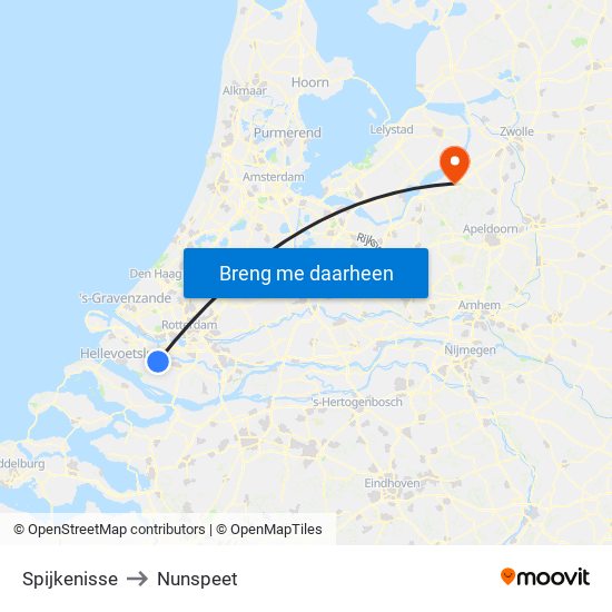 Spijkenisse to Nunspeet map