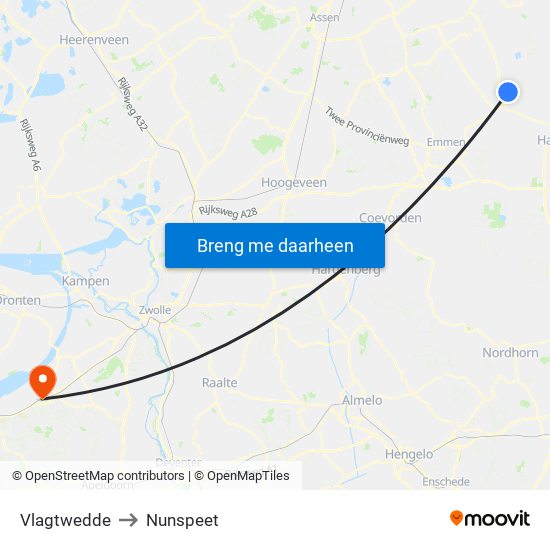 Vlagtwedde to Nunspeet map