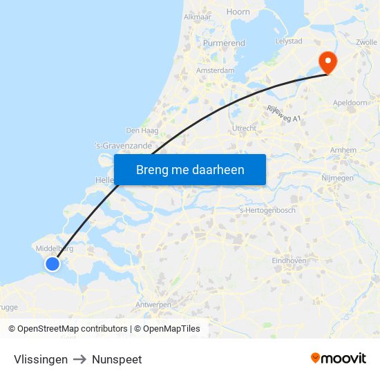 Vlissingen to Nunspeet map