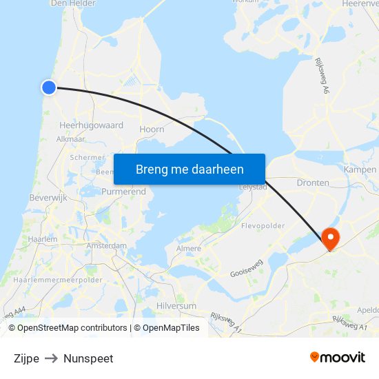 Zijpe to Nunspeet map