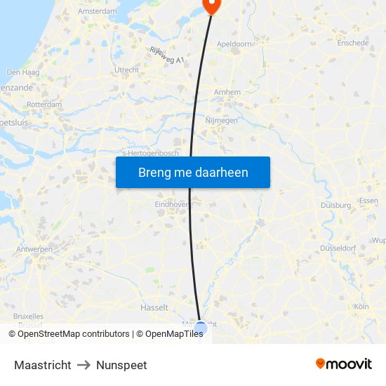 Maastricht to Nunspeet map
