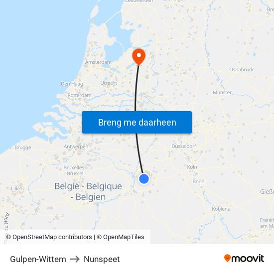Gulpen-Wittem to Nunspeet map