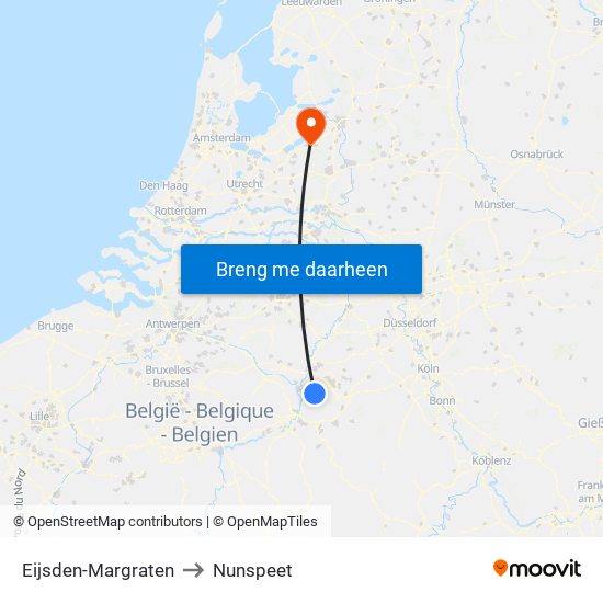 Eijsden-Margraten to Nunspeet map