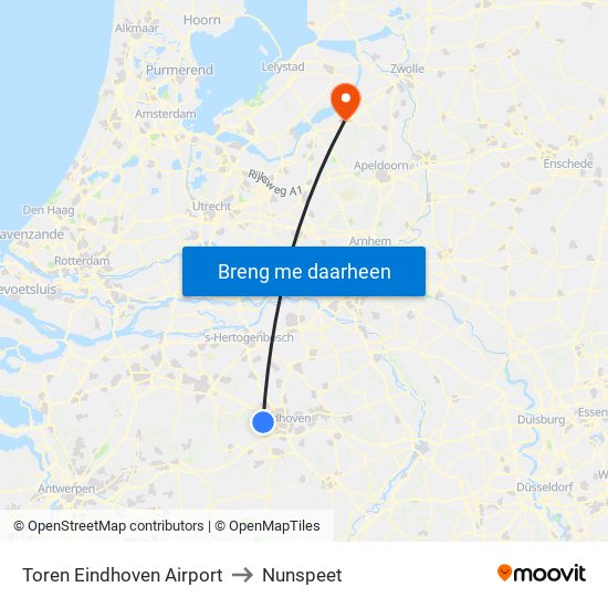 Toren Eindhoven Airport to Nunspeet map