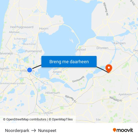 Noorderpark to Nunspeet map