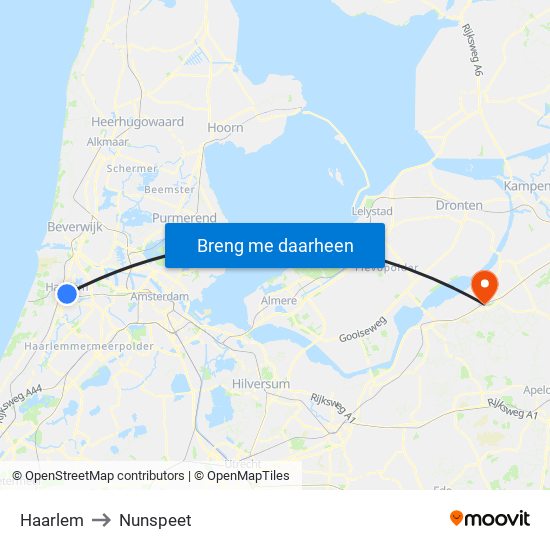Haarlem to Nunspeet map