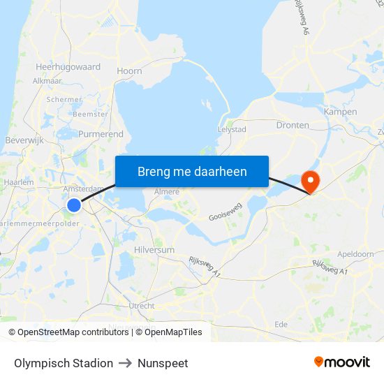 Olympisch Stadion to Nunspeet map
