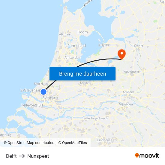 Delft to Nunspeet map