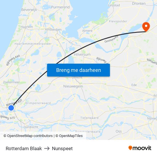 Rotterdam Blaak to Nunspeet map