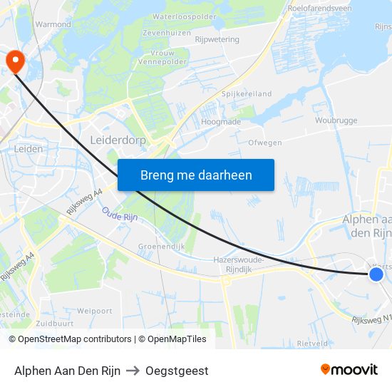 Alphen Aan Den Rijn to Oegstgeest map