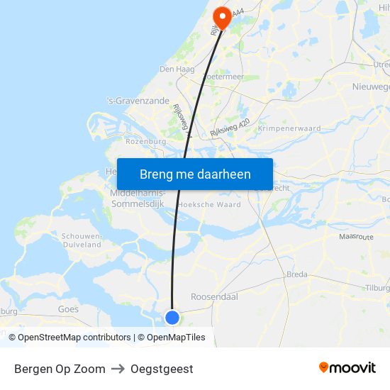 Bergen Op Zoom to Oegstgeest map