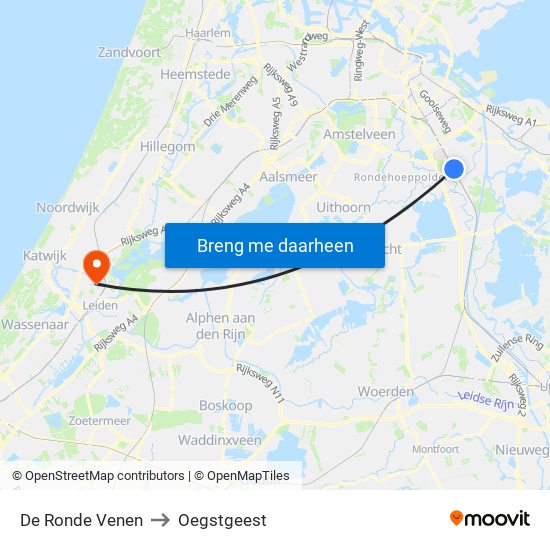 De Ronde Venen to Oegstgeest map