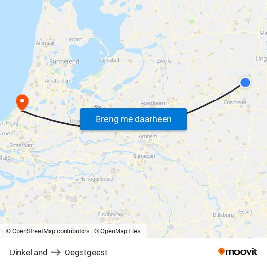 Dinkelland to Oegstgeest map