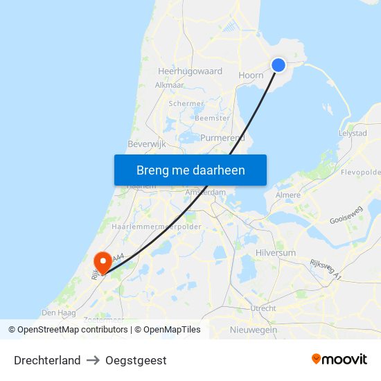 Drechterland to Oegstgeest map