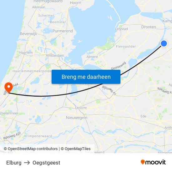 Elburg to Oegstgeest map