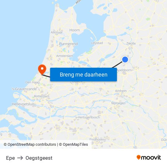 Epe to Oegstgeest map