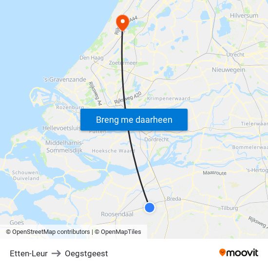 Etten-Leur to Oegstgeest map