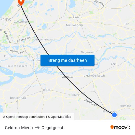 Geldrop-Mierlo to Oegstgeest map