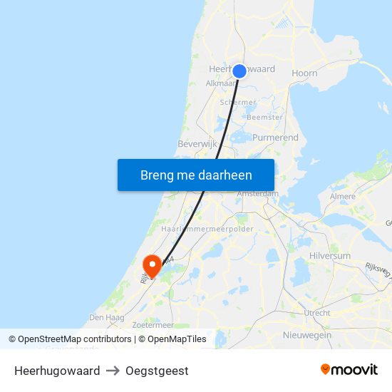 Heerhugowaard to Oegstgeest map