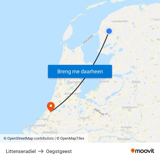 Littenseradiel to Oegstgeest map