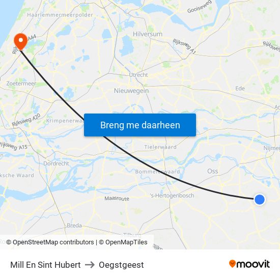 Mill En Sint Hubert to Oegstgeest map