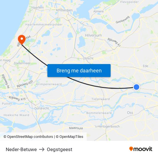 Neder-Betuwe to Oegstgeest map