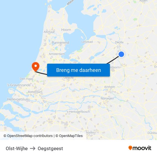 Olst-Wijhe to Oegstgeest map