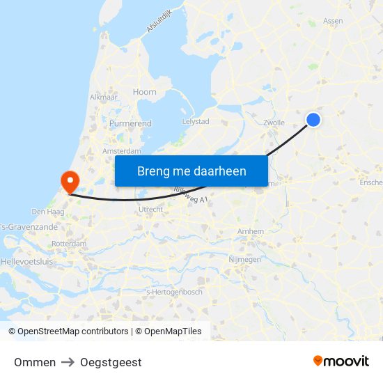 Ommen to Oegstgeest map