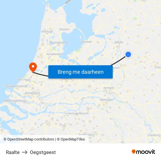 Raalte to Oegstgeest map