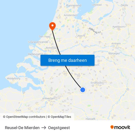 Reusel-De Mierden to Oegstgeest map