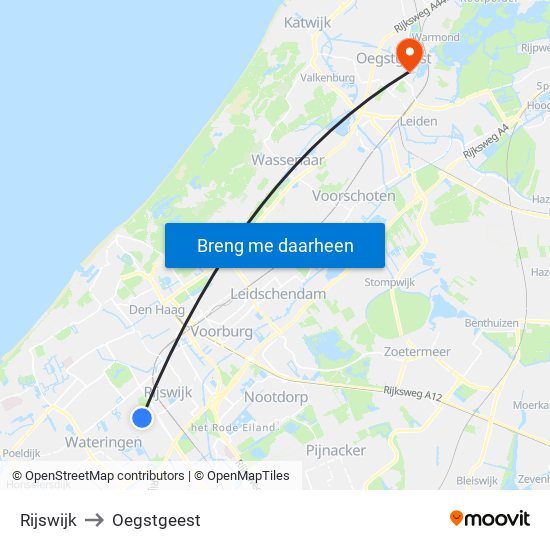 Rijswijk to Oegstgeest map