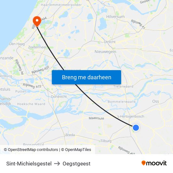 Sint-Michielsgestel to Oegstgeest map