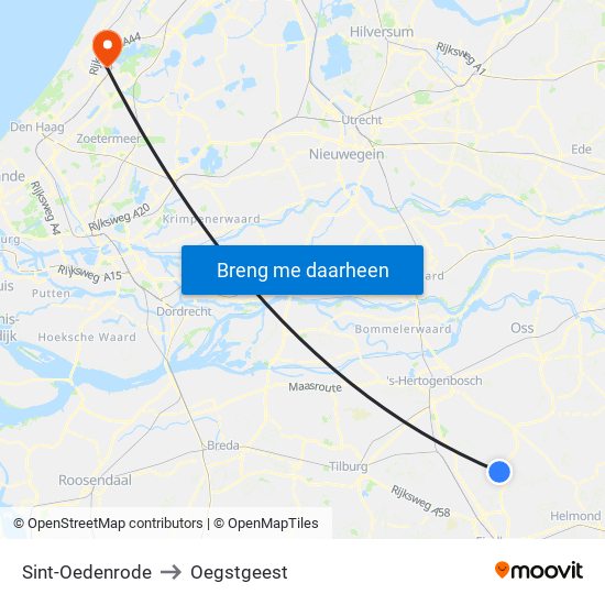 Sint-Oedenrode to Oegstgeest map