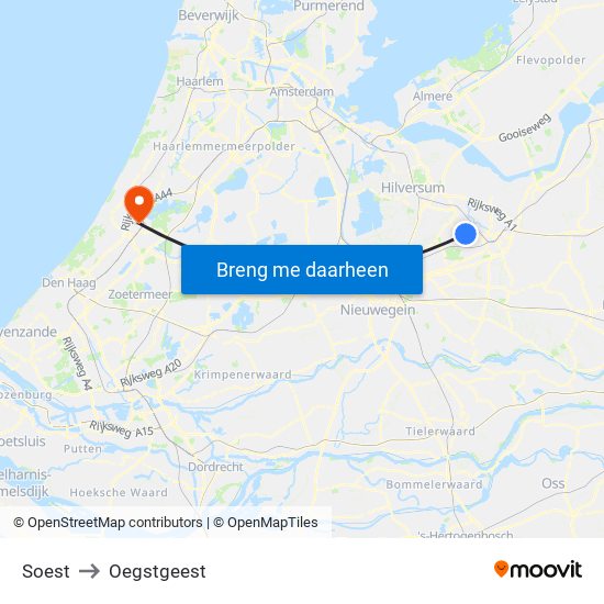 Soest to Oegstgeest map