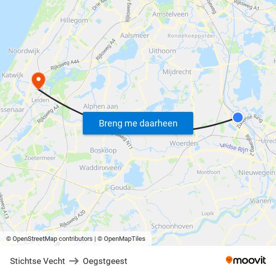 Stichtse Vecht to Oegstgeest map