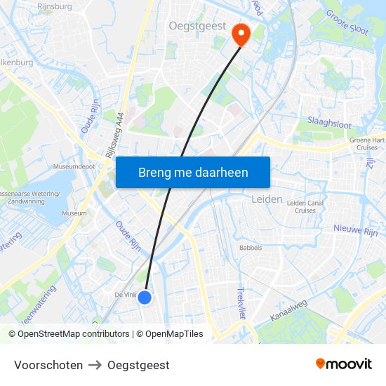 Voorschoten to Oegstgeest map