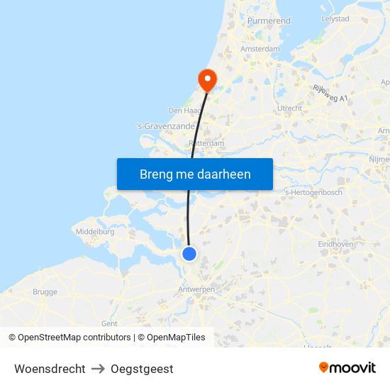 Woensdrecht to Oegstgeest map