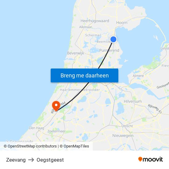 Zeevang to Oegstgeest map
