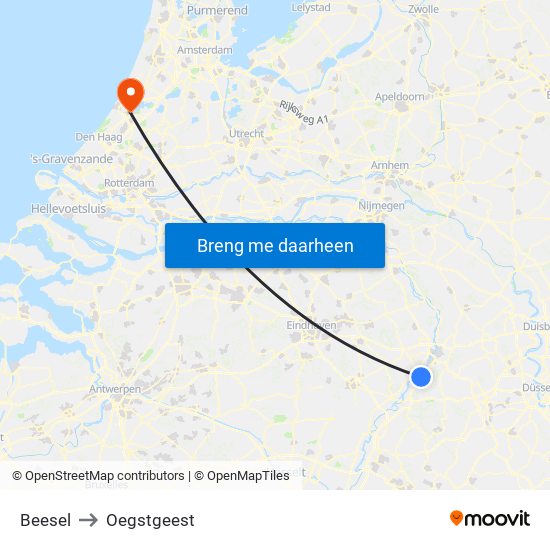 Beesel to Oegstgeest map