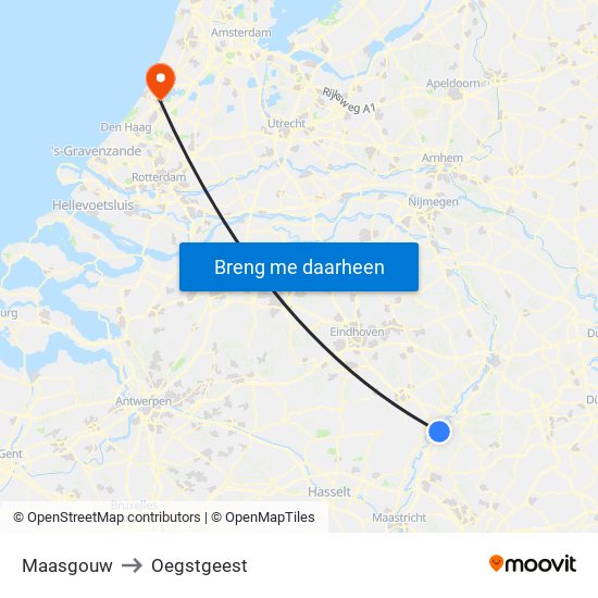 Maasgouw to Oegstgeest map